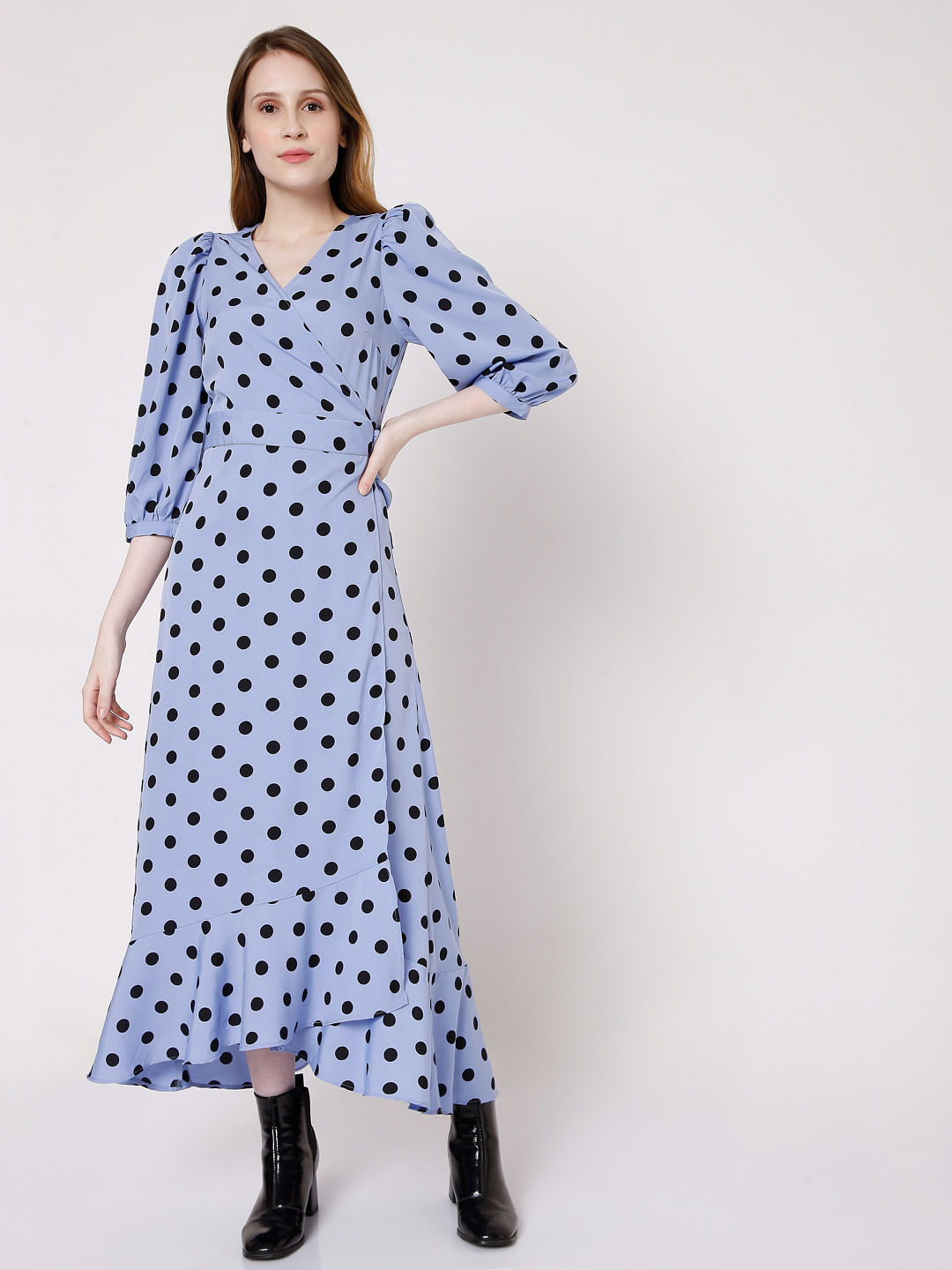 Buy Blue Polka Dot Maxi Dress Online In ...